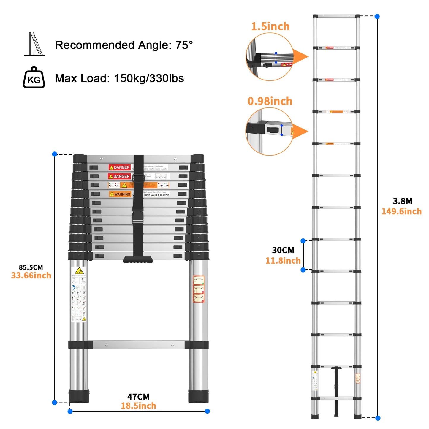 ZENTOOL™ Extension Ladder Stainless Steel