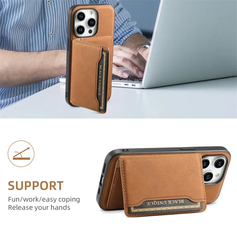 ZENTOOL™ iPhone 17 Leather Wallet Card Holder with MagSafe Magnet