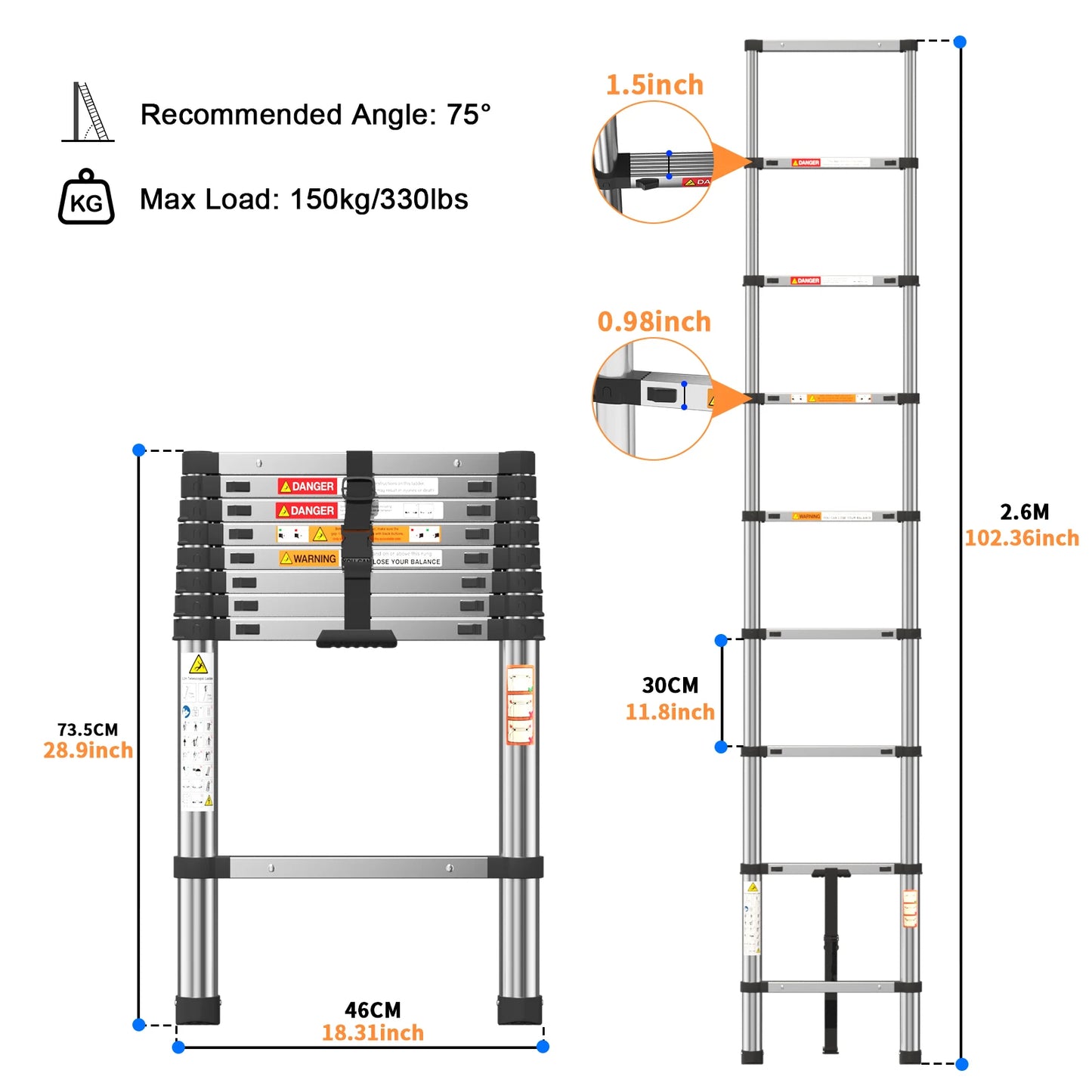 ZENTOOL™ Extension Ladder Stainless Steel