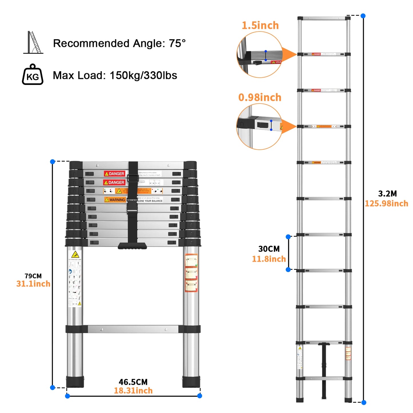 ZENTOOL™ Extension Ladder Stainless Steel